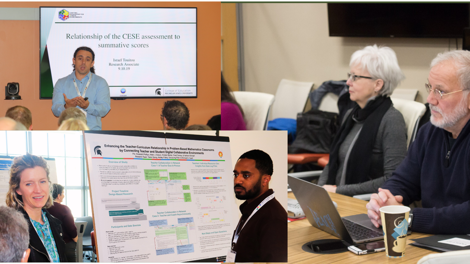 Photo collage of Izzy Touitou, Kristen Bieda, grad student, and Joe Krajcik