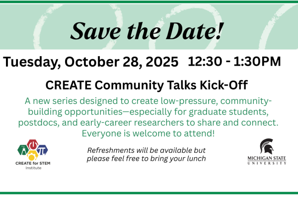 Save the Date, 10/28/25, 12:30-1:30pm, New series designed for low-pressure, community building opportunties