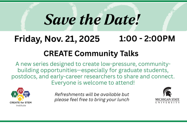 Save the Date, CREATE Community Talks, 11/21/25