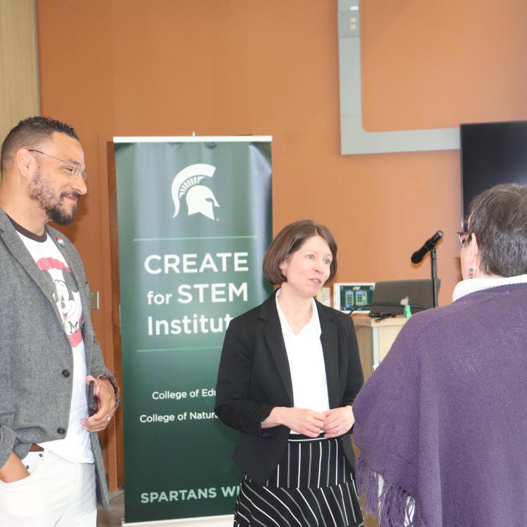 Christie and audience member