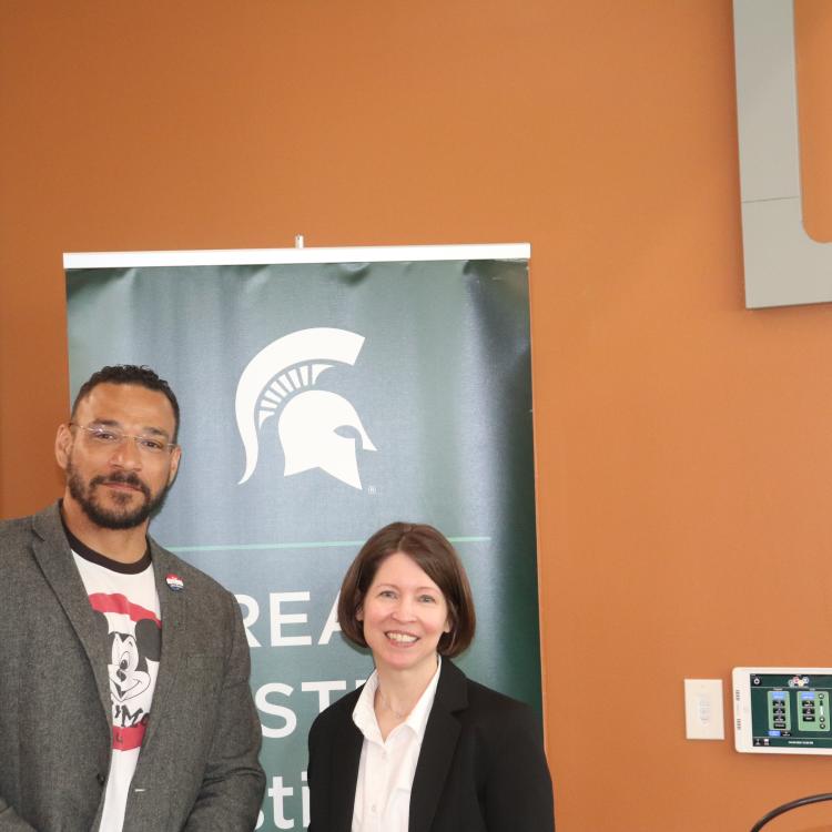 Christie and audience member