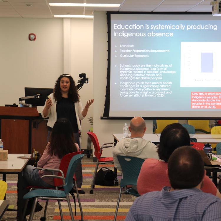 Megan Bang presenting