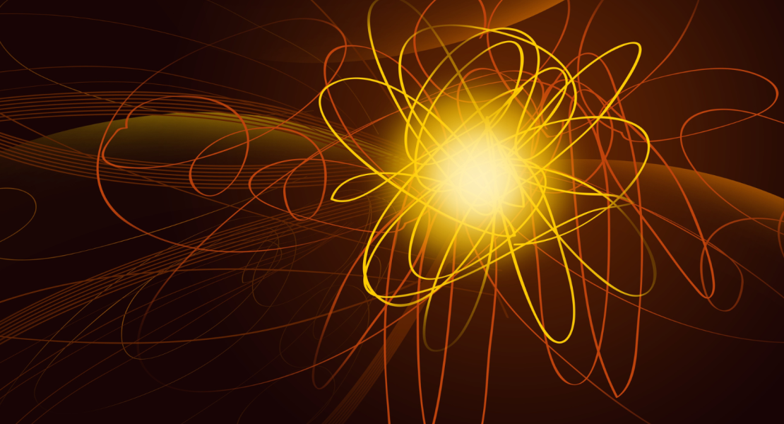 Graphical representation of the sun with squiggly lines in front of it