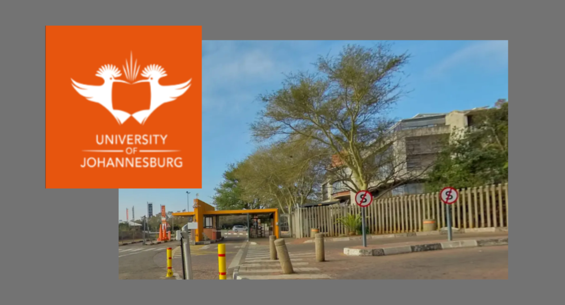 University of Johannesburg logo; photo of campus