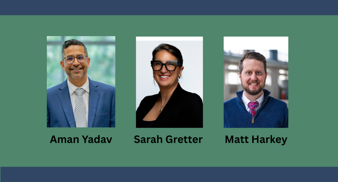 Photos of Aman Yadav, Sarah Gretter, and Matt Harkey
