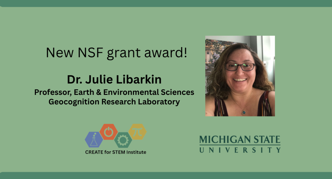 New NSF grant award! Dr. Julie Libarkin, Professor, Earth & Environmental Sciences and Geocognition Research Lab