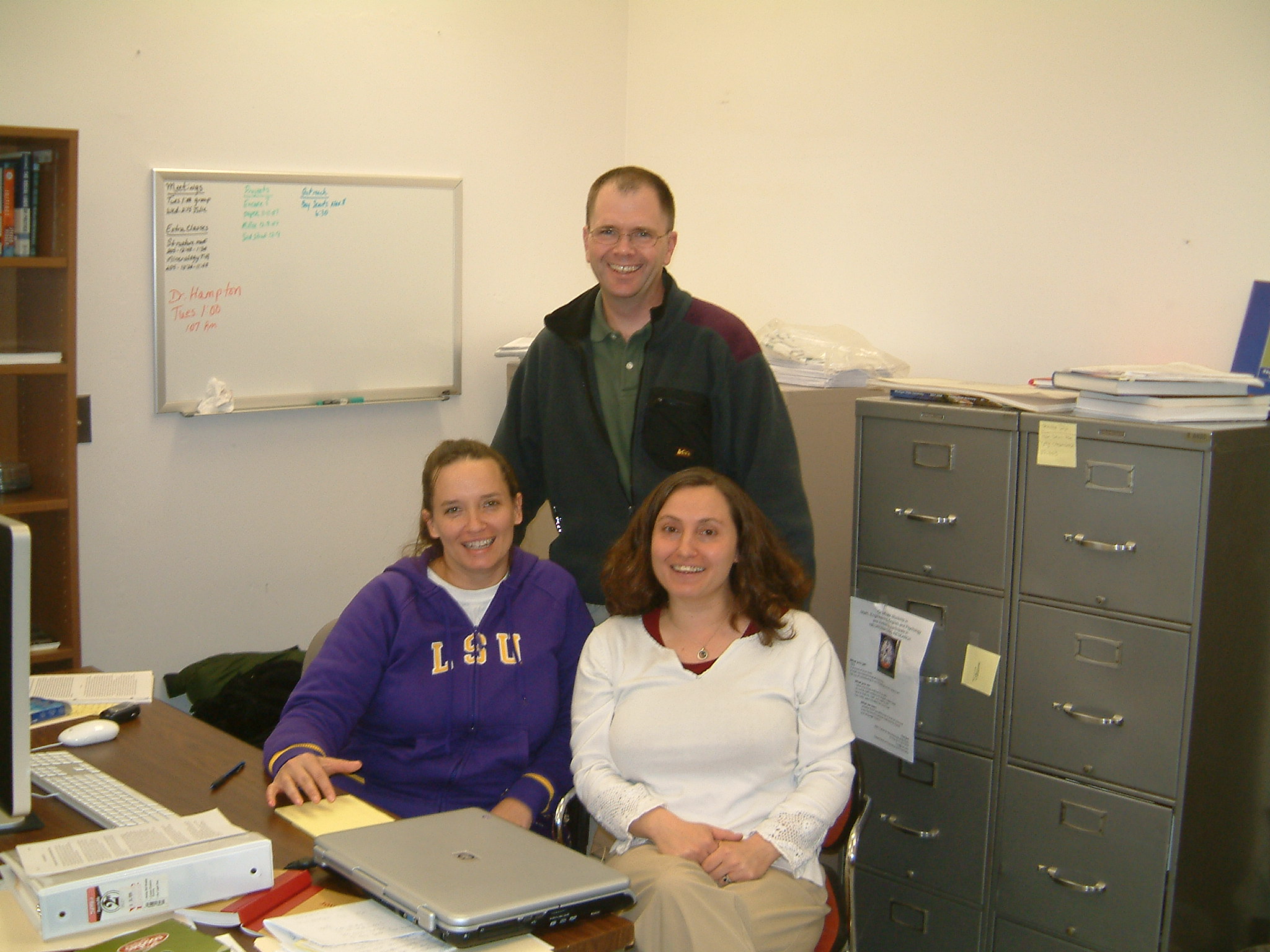 Julie Libarkin with two graduate students